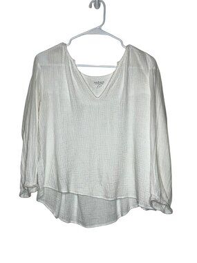 Velvet By Graham & Spencer White Long-Sleeve Blouse V-Neck Women’s Size Small